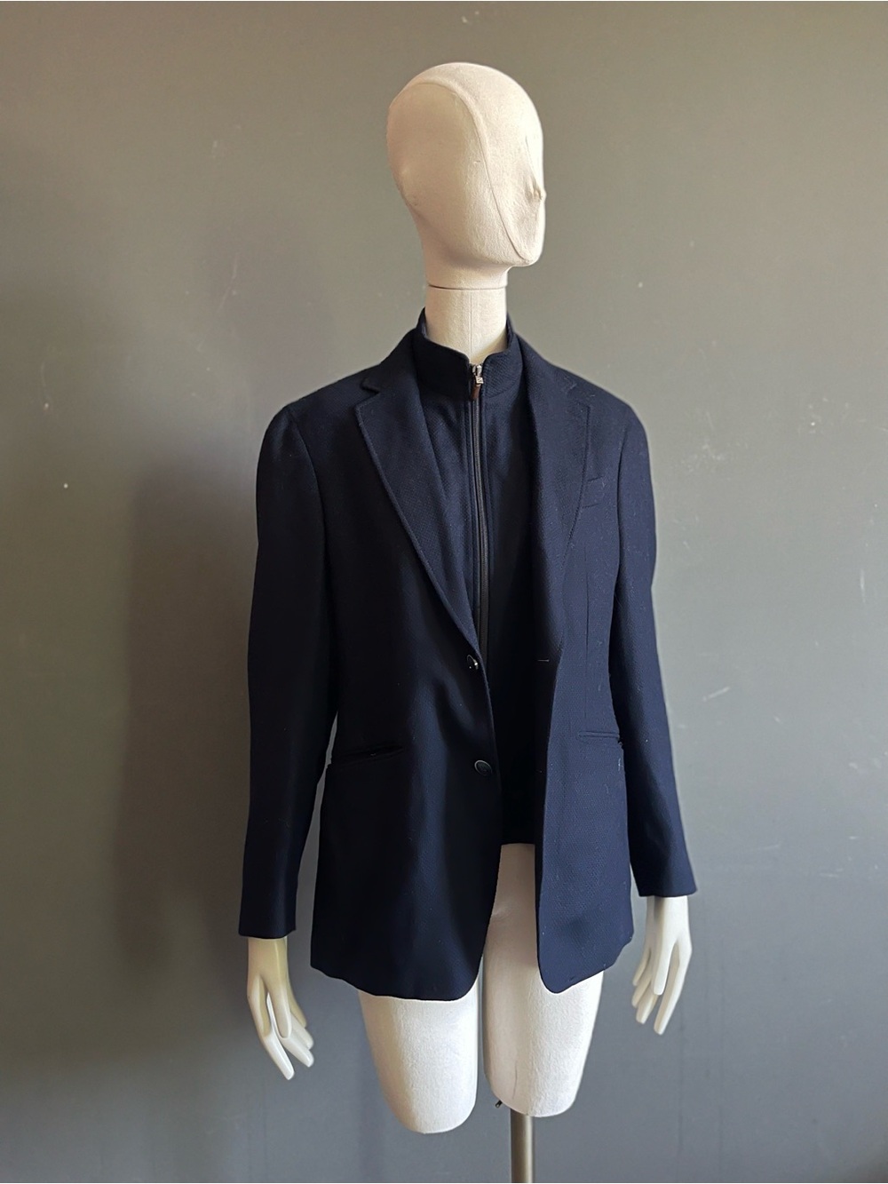 Hackett London Mens Navy Blue Wool Cashmere Hybrid Blazer Detachable Bib 38R 48R